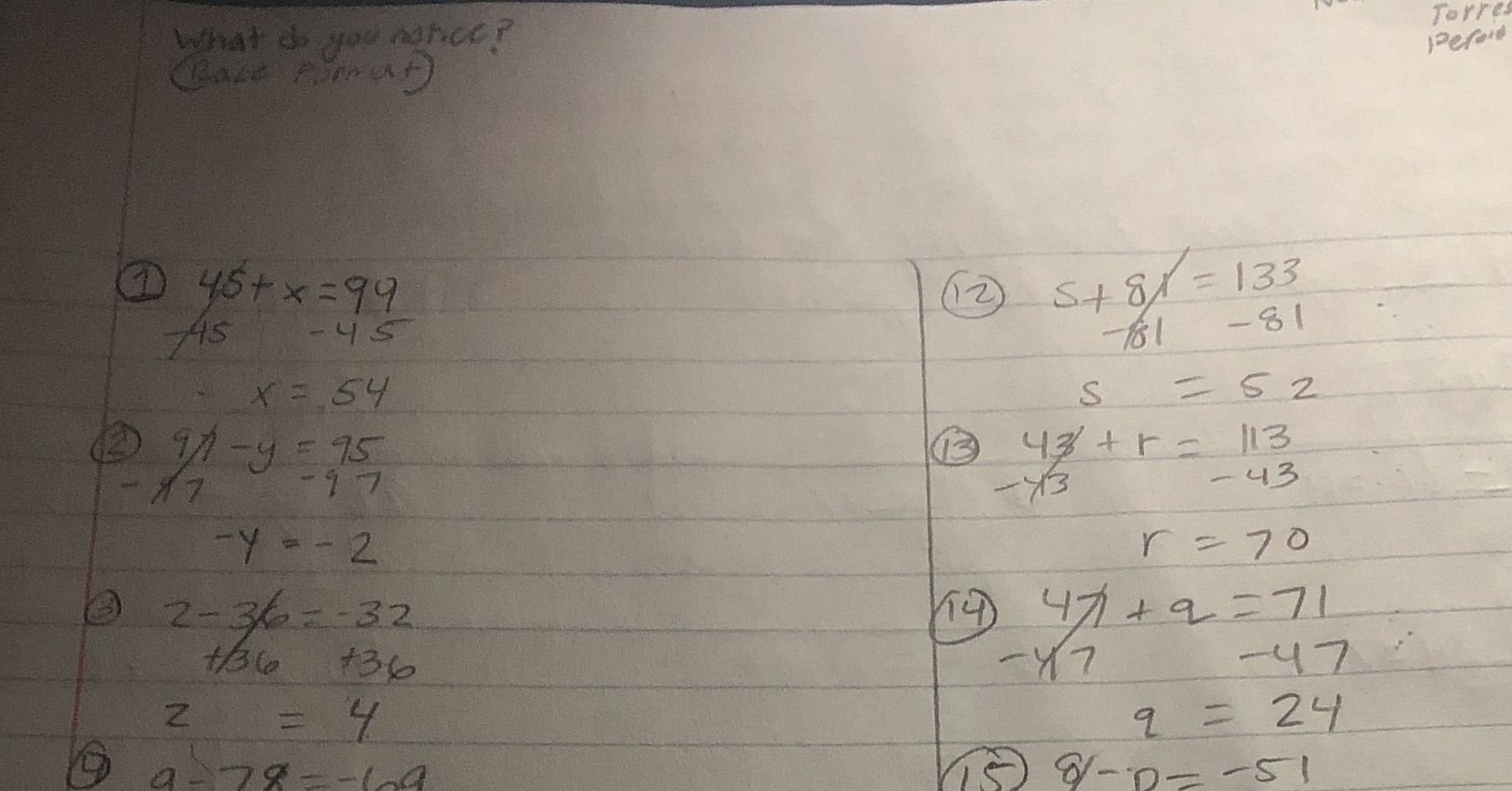 I need to write what do you notice in race format