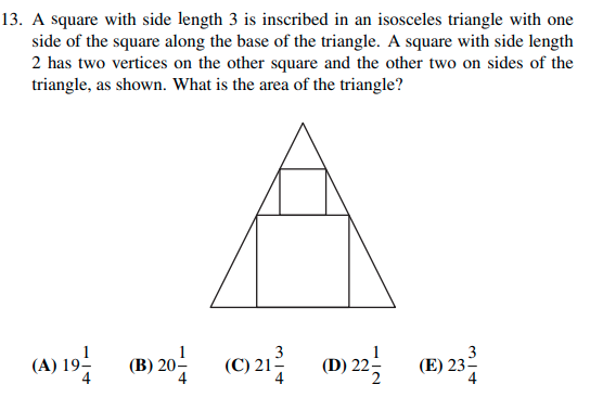 13. A square with side length 3 is inscribed in