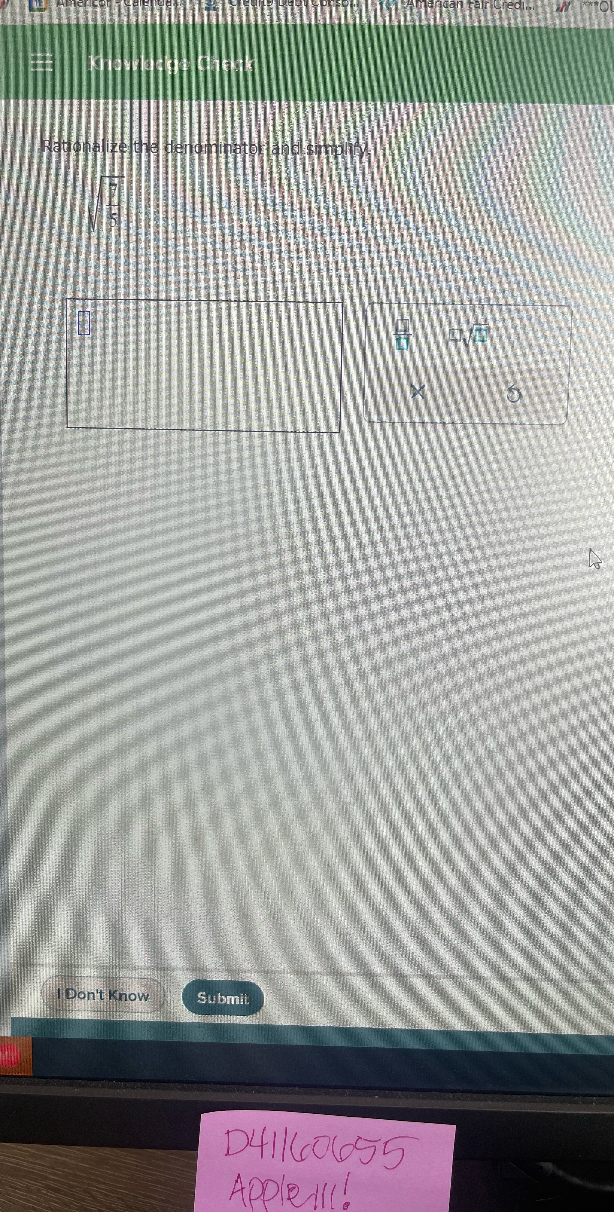 rican fair Credi... Knowledge Check Rationalize