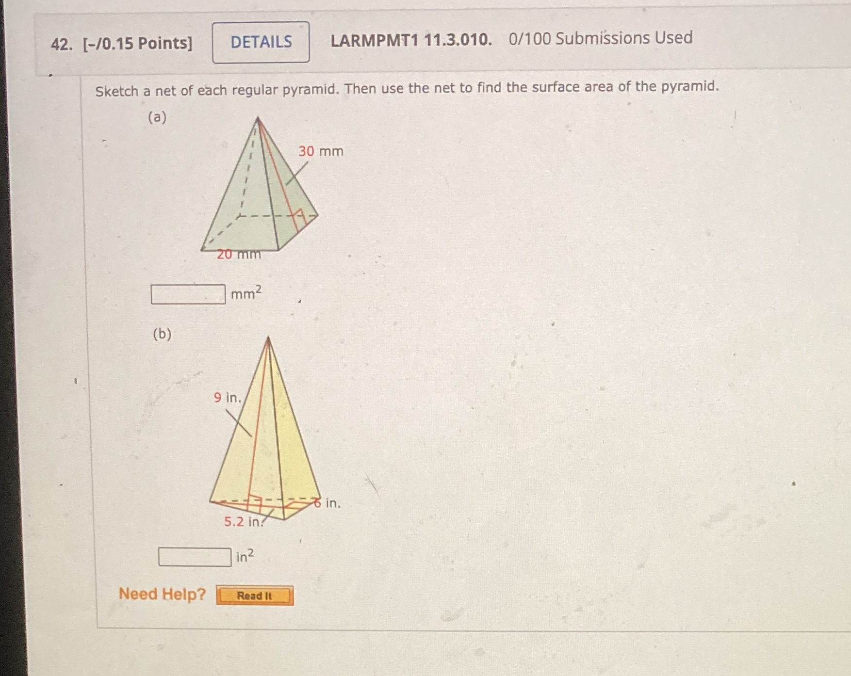 42. [-/0.15 Points] DETAILS LARMPMT1 11.3.010.