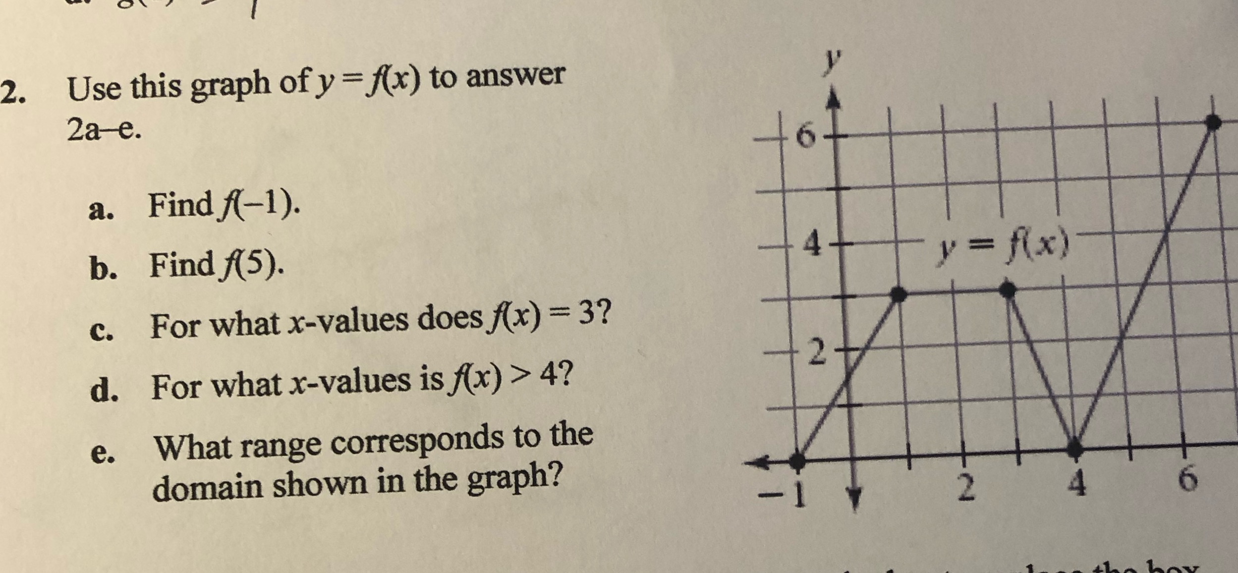 Can you answer a to e for me? 2. Use this graph