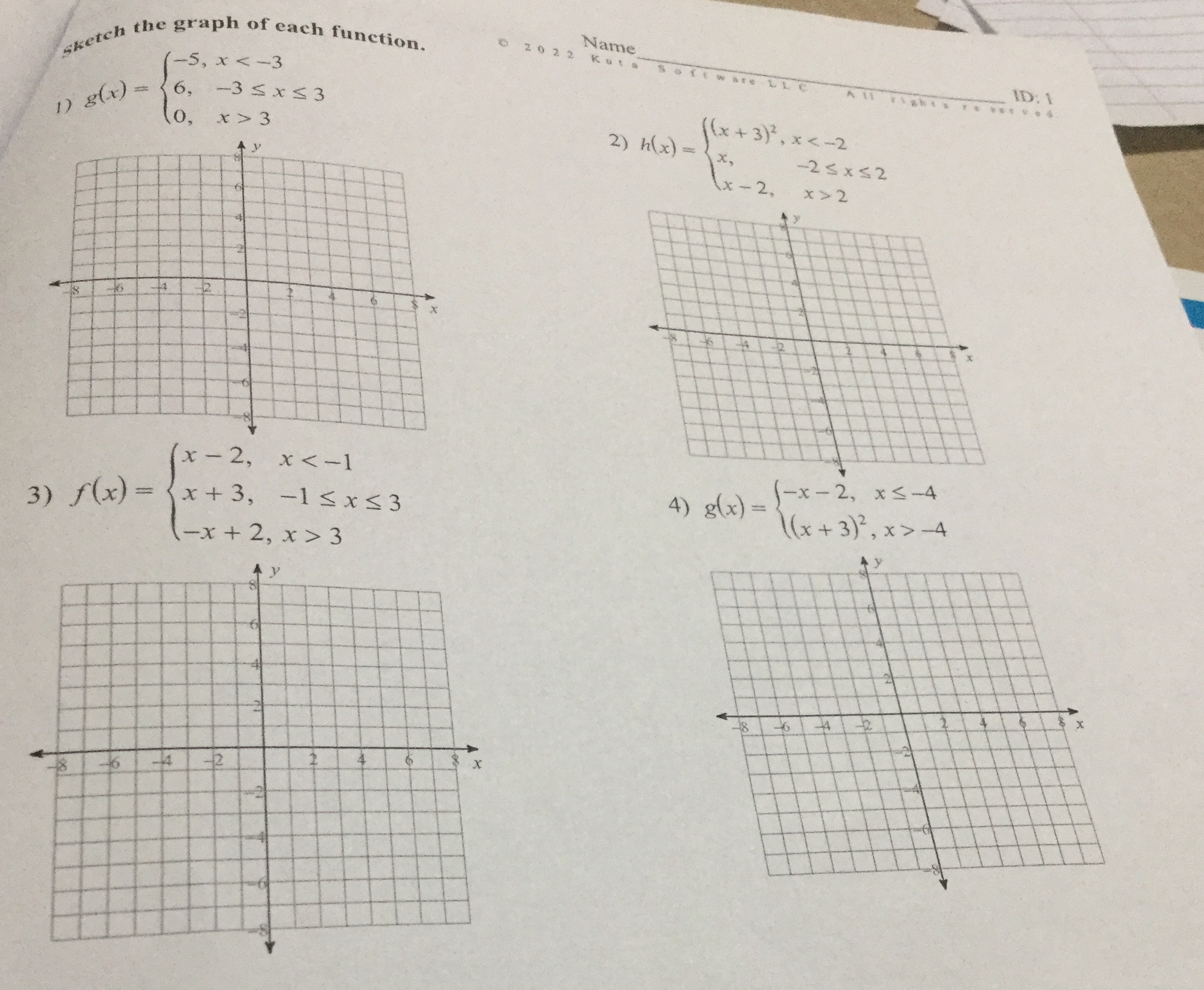 sketch the graph of each function. 0 2022 Name
