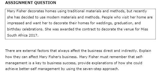 ASSIGNMENT QUESTION Mary Fisher decorates homes