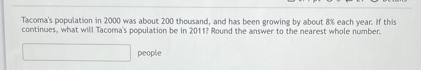 Tacoma's population in 2000 was about 200