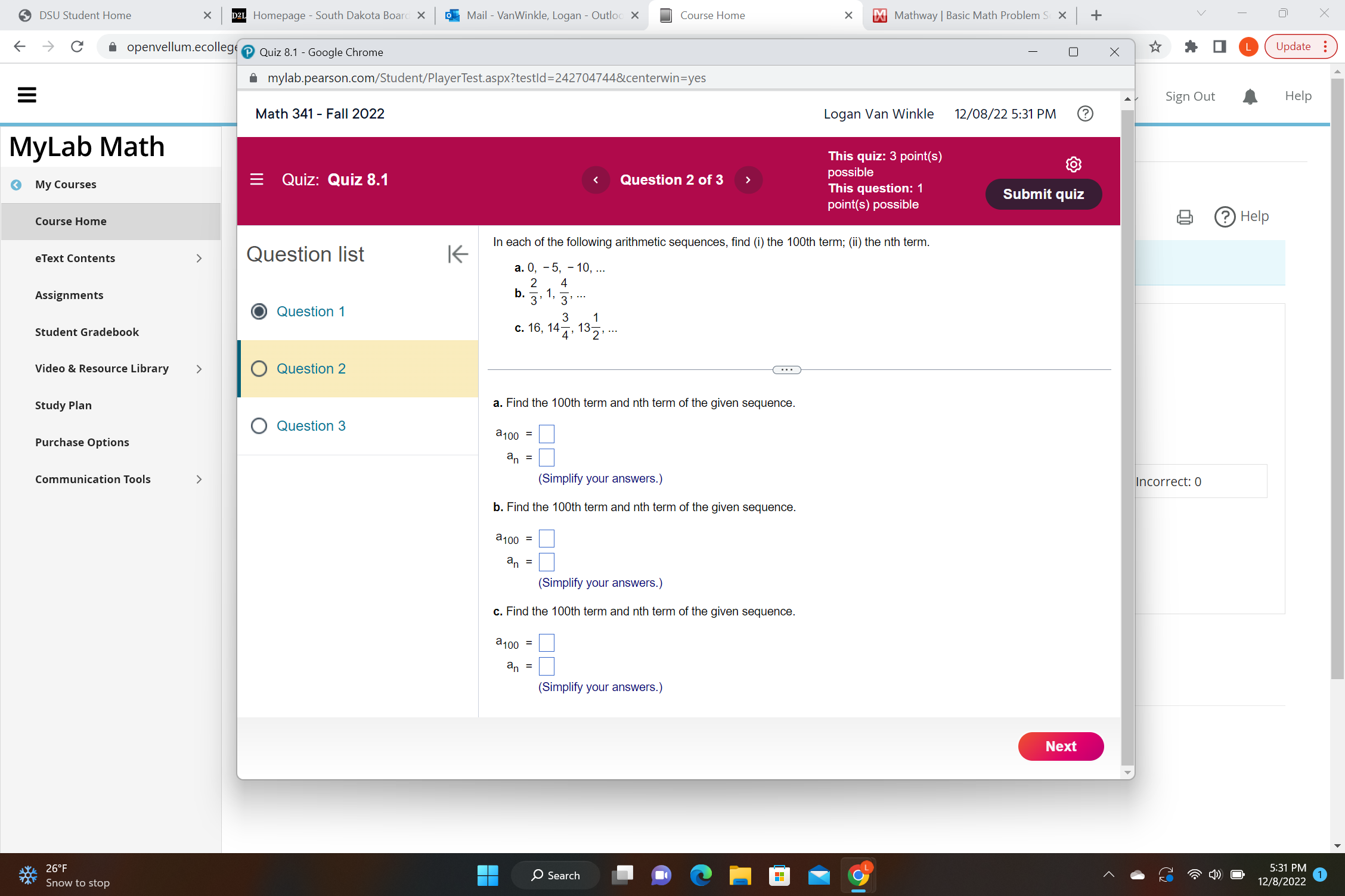 DSU Student Home X D2L Homepage - South Dakota