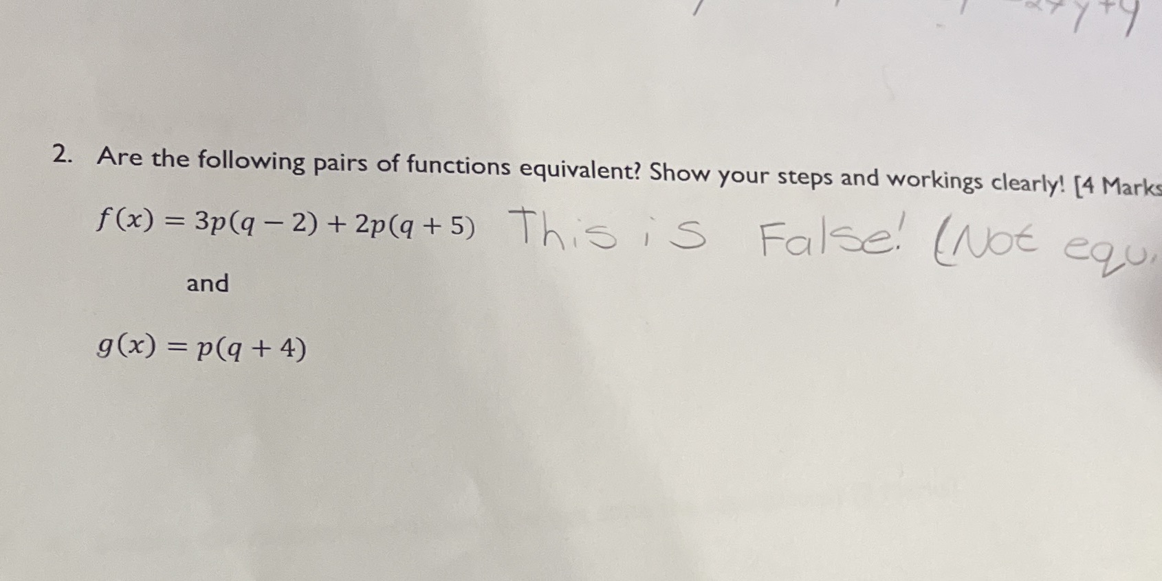 y 2. Are the following pairs of functions