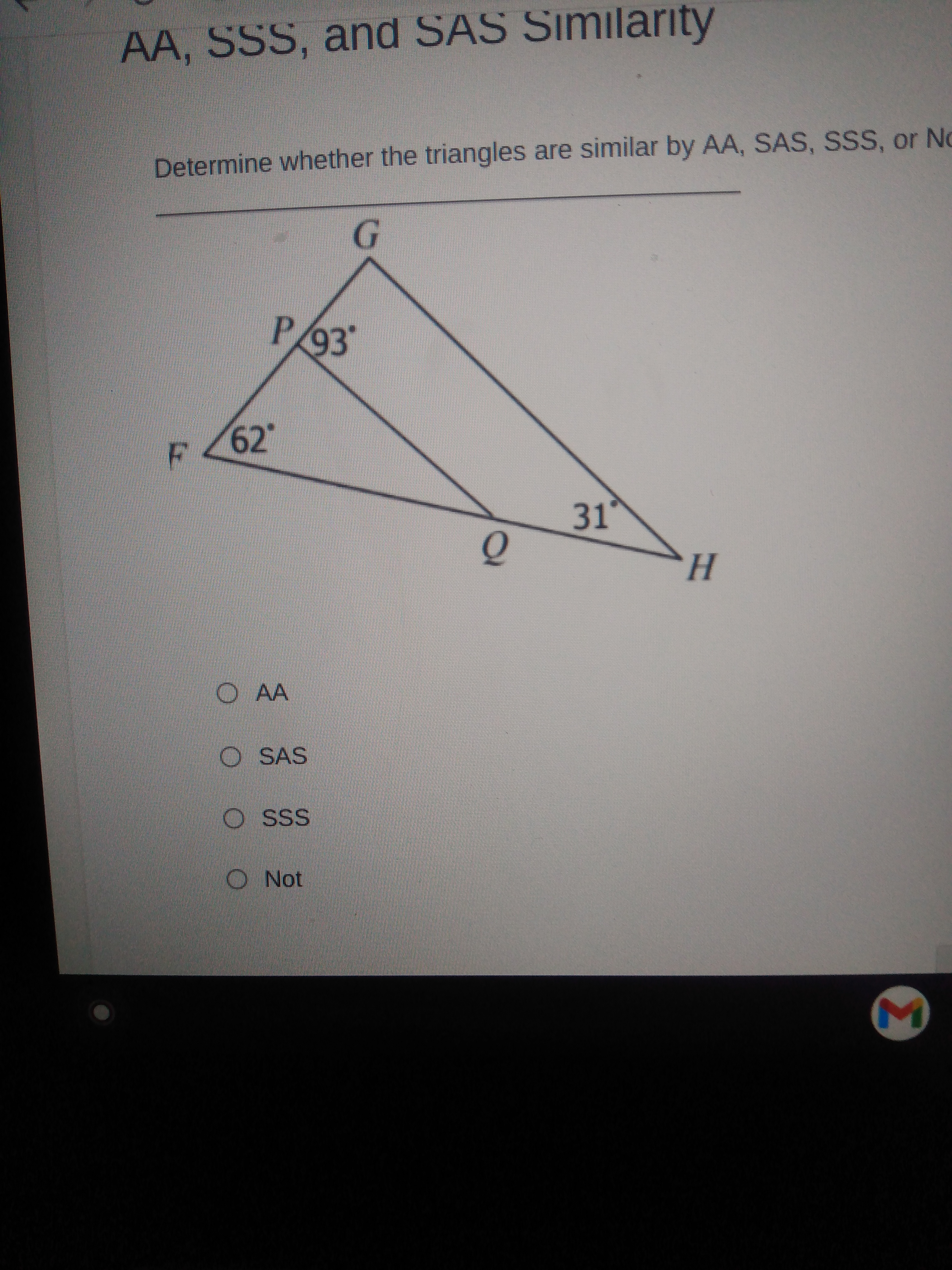AA, SSS, and SAS Similarity Determine whether the