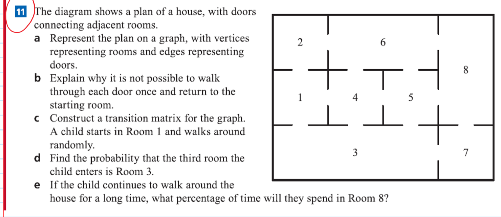 m he diagram shows a plan of a house, with doors