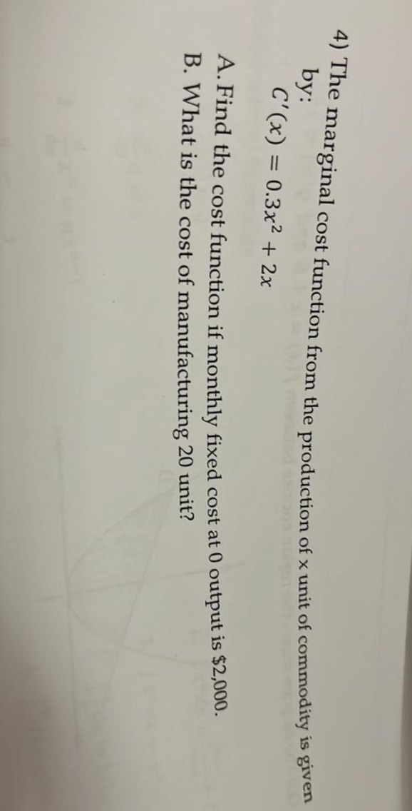 Please solve this question 4) The marginal cost