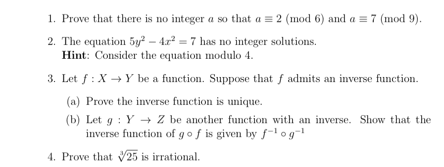 please help 1. Prove that there is no integer a