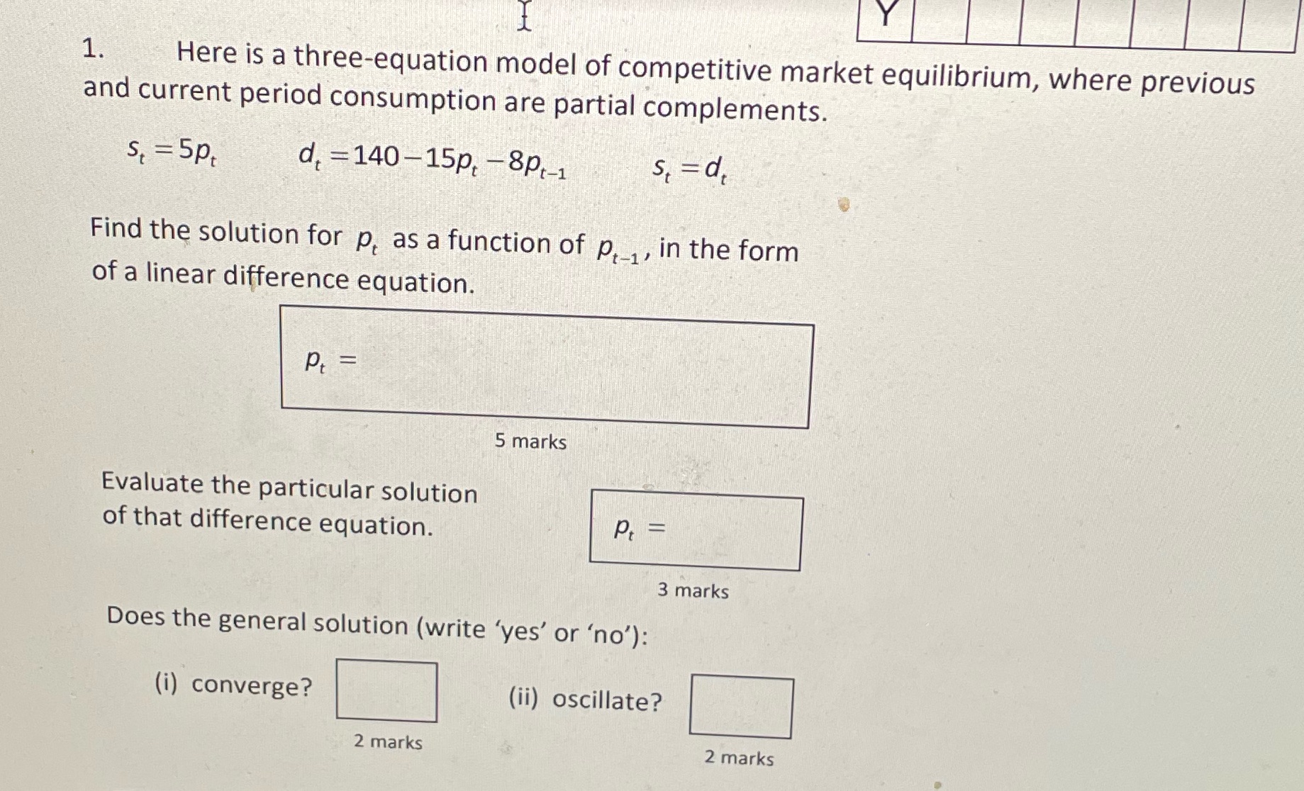 1. Here is a three-equation model of competitive