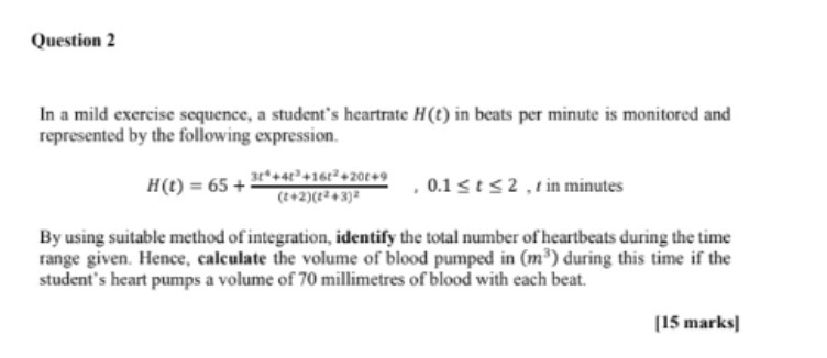 Question 2 In a mild exercise sequence, a