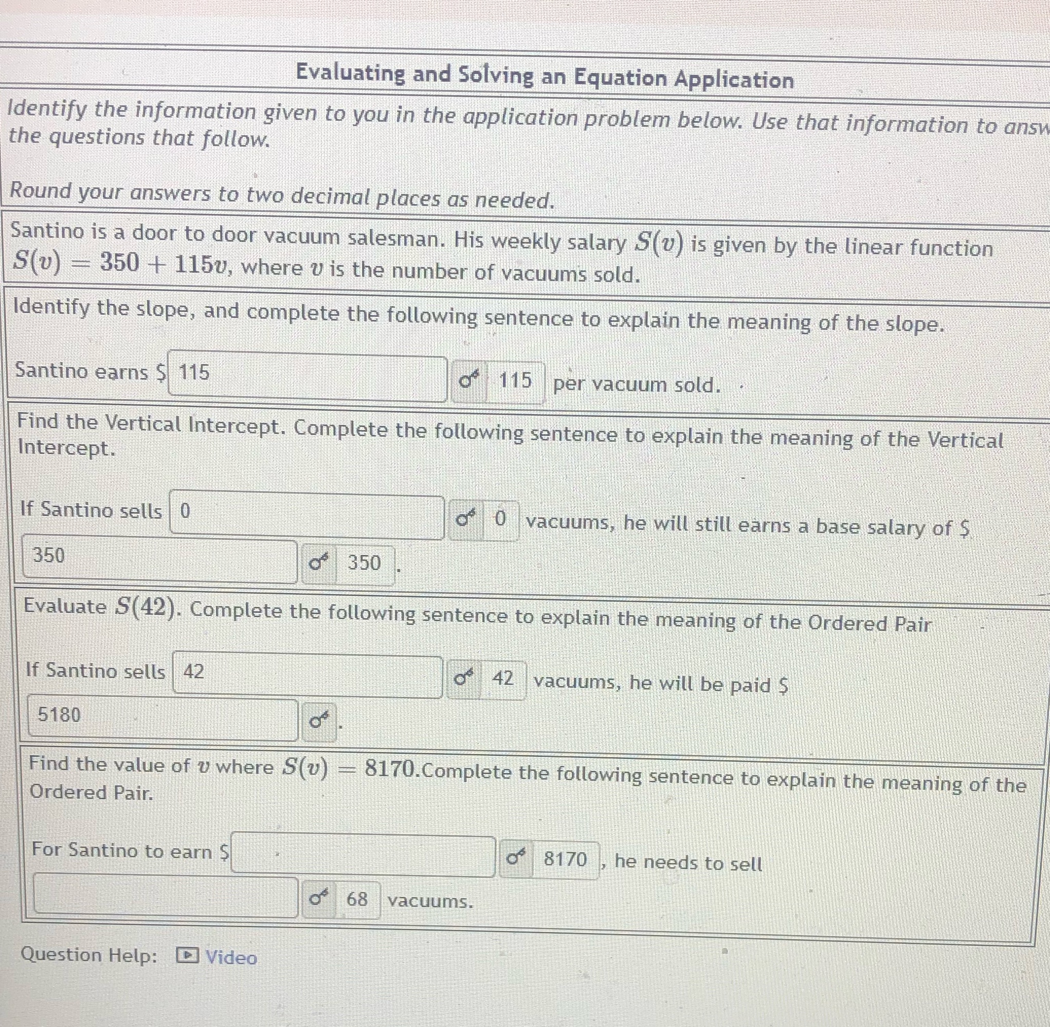 Evaluating and Solving an Equation Application