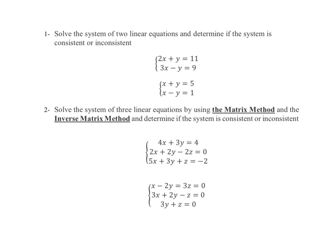 Please solve l- Solve the system of two linear