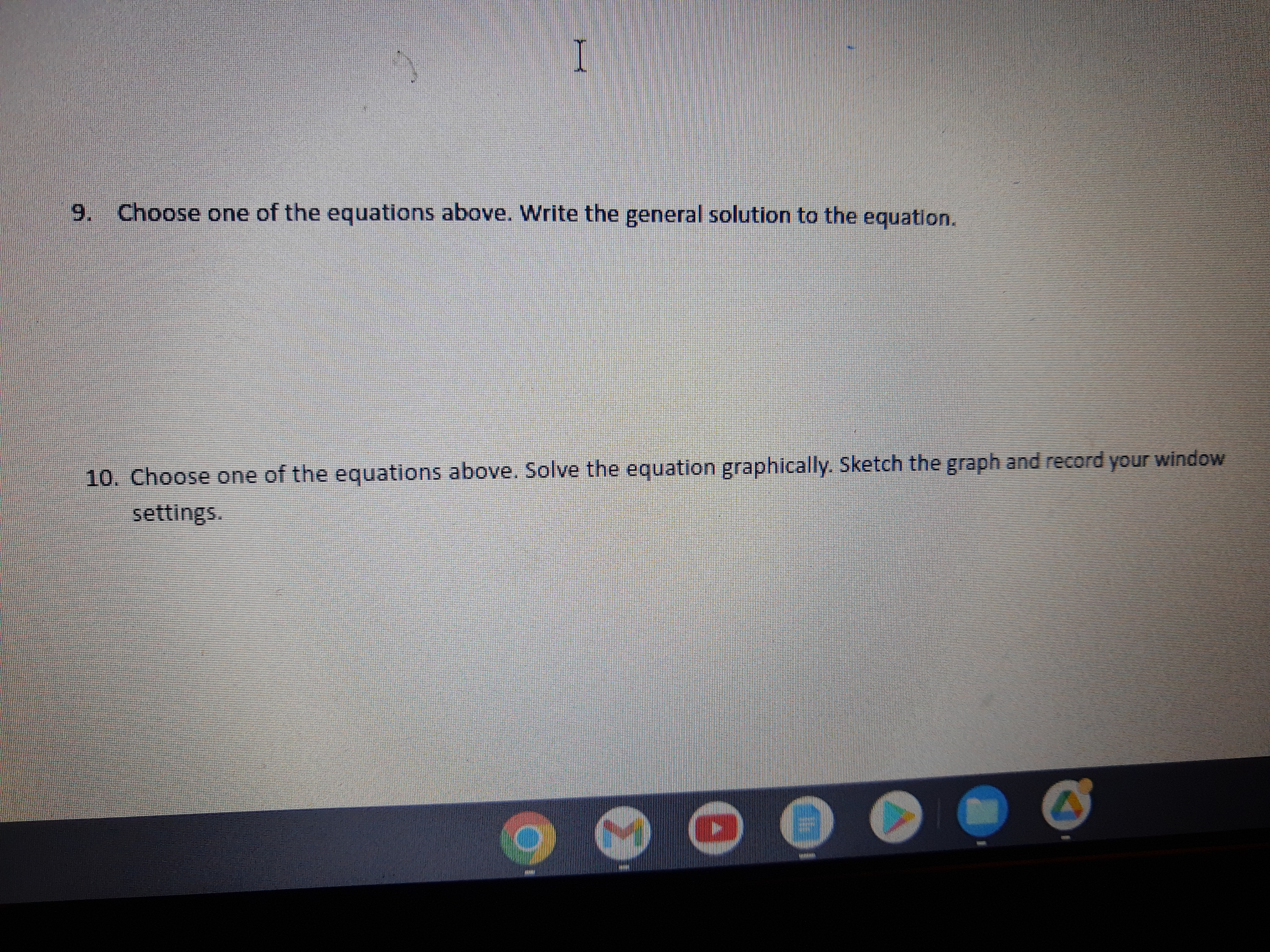8. Solve each equation algebraically on the