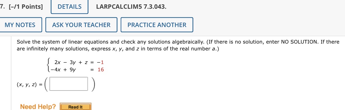 7. [-/1 Points] DETAILS LARPCALCLIM5 7.3.043. MY