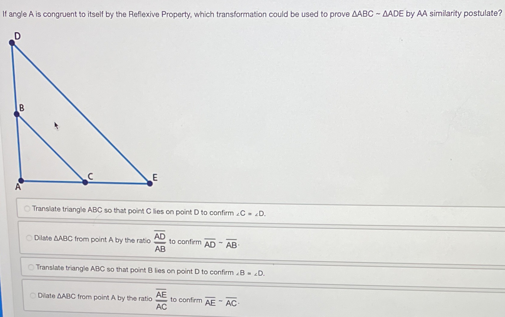 If angle A is congruent to itself by the
