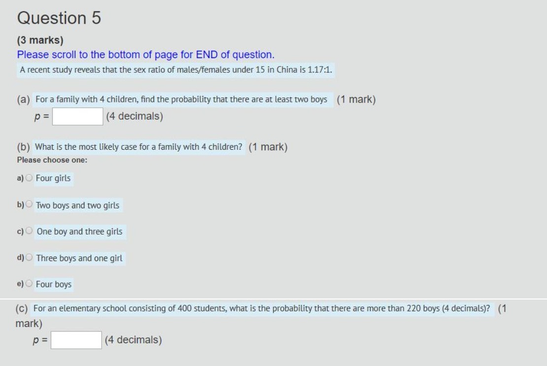 Question 5 (3 marks) Please scroll to the bottom