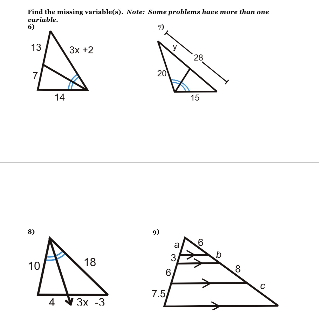 Find the missing variable(s). Note: Some problems