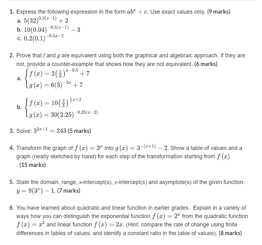 1. Express the following expression in the form