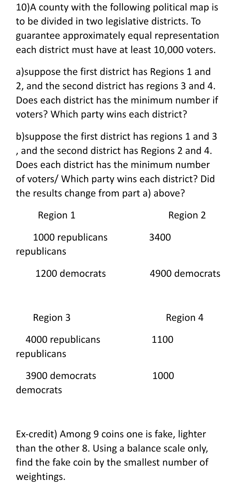 need help with question 10 and the extra credit