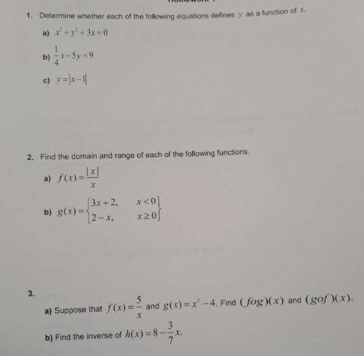 1. Determine whether each of the following