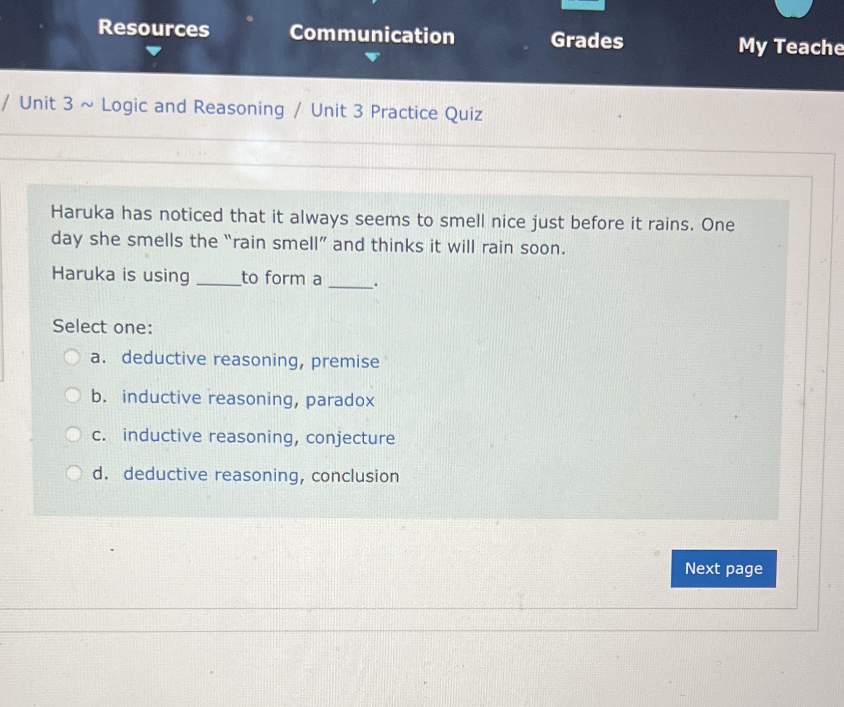 Resources Communication 7 V / Unit 3 ~ Logic and