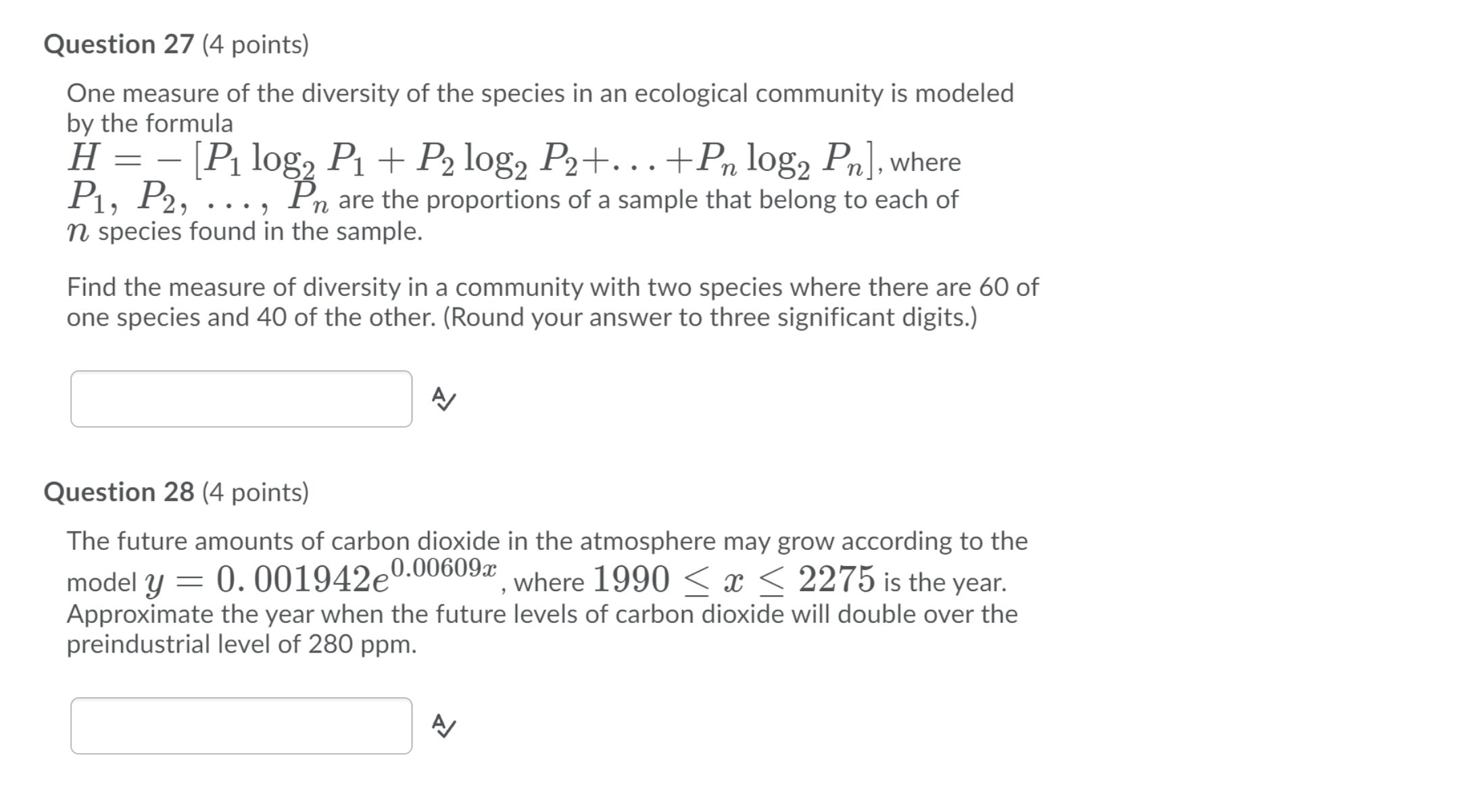 Question 27 (4 points) One measure of the
