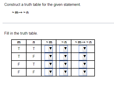 Construct a truth table for the given statement
