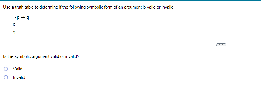 Construct a truth table for the given statement