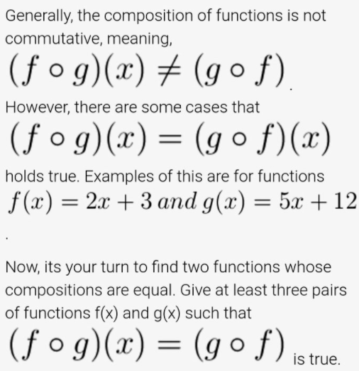 Generally, the composition of functions is not