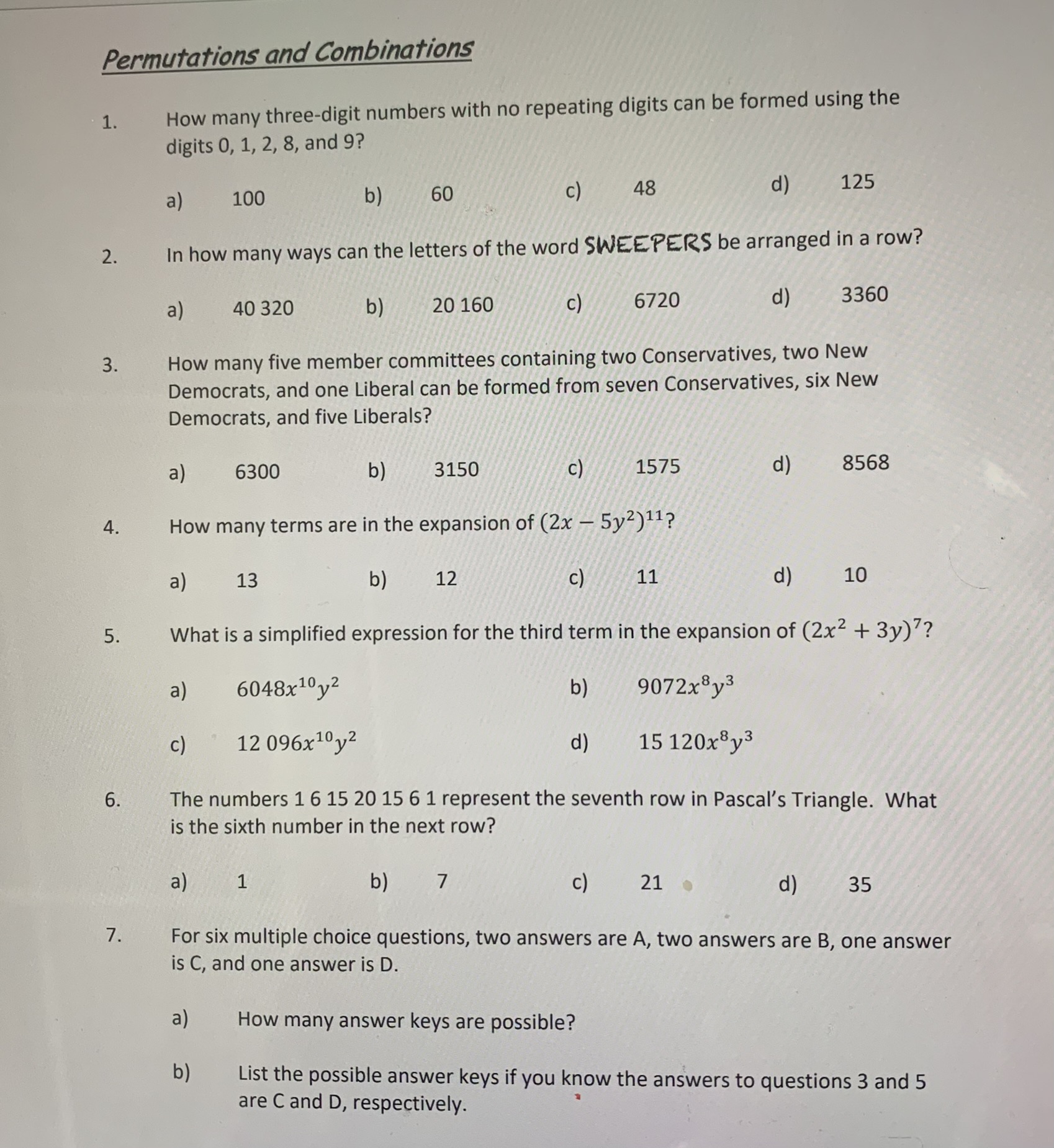 8. Consider the diagram B a) How many pathways