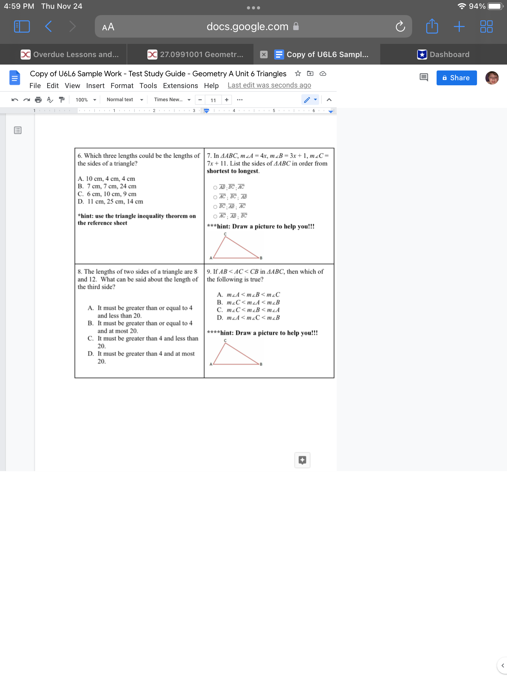 4:59 PM Thu Nov 24 94% AA docs.google.com A +