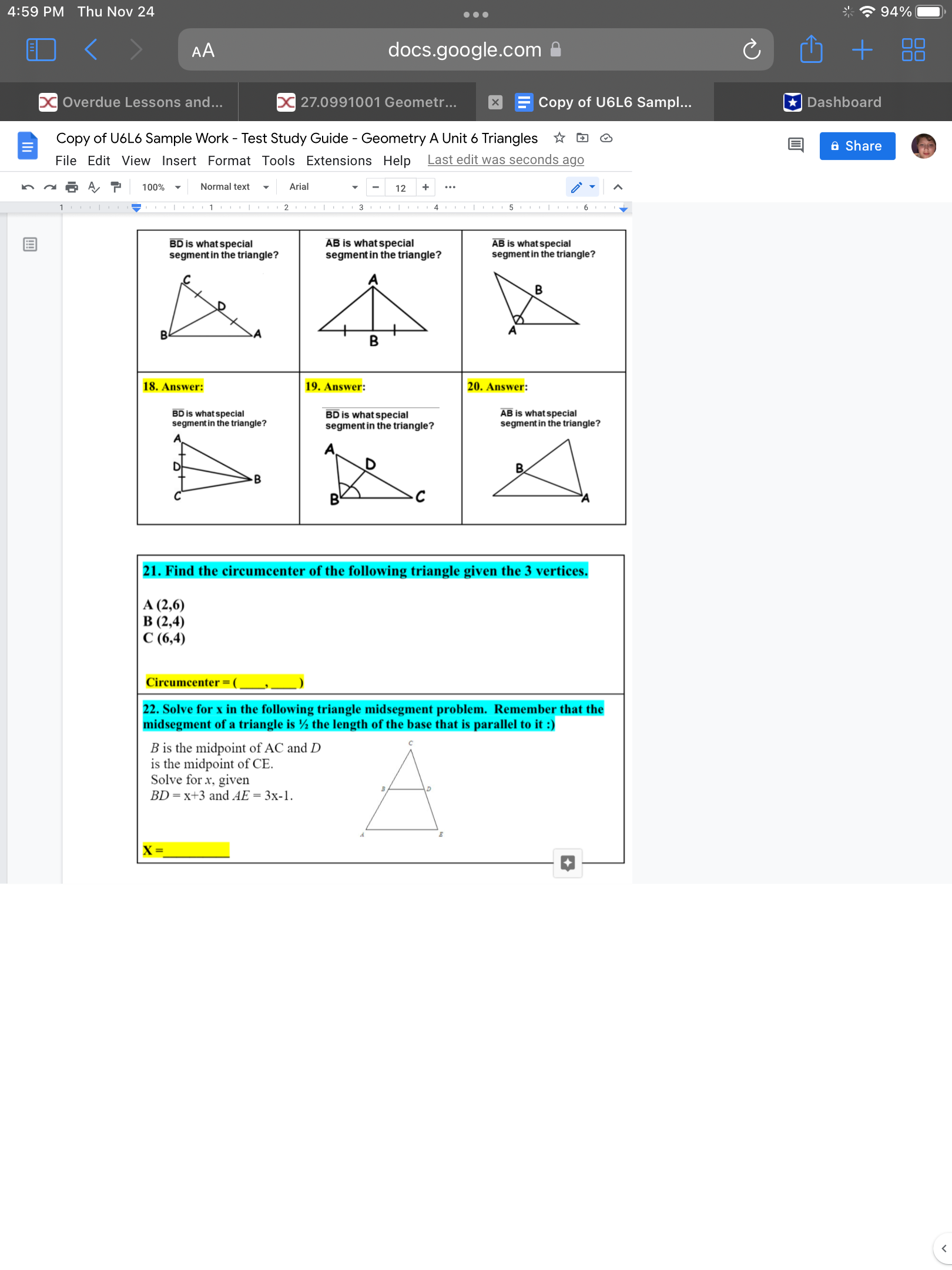 4:59 PM Thu Nov 24 94% AA docs.google.com A +