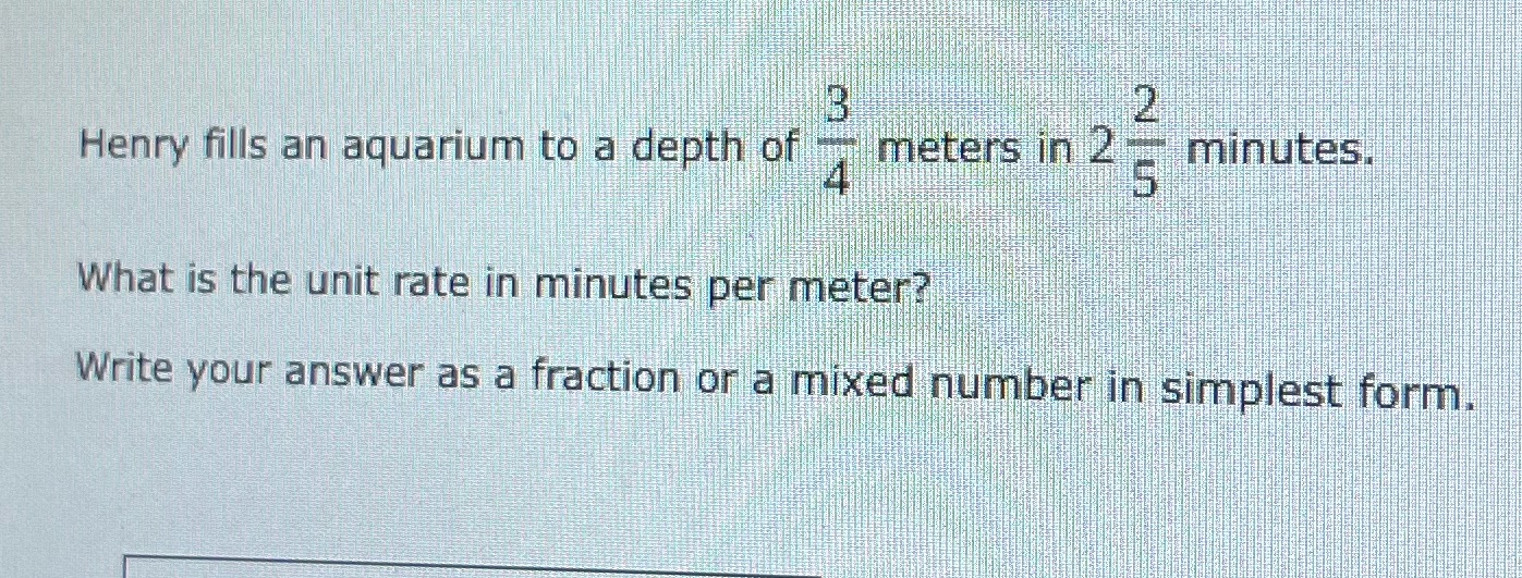 Henry fills an aquarium to a depth of meters in 2
