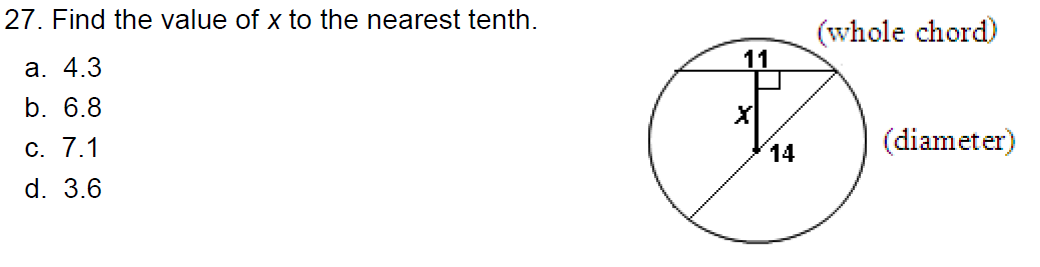 27. Find the value of x to the nearest tenth.
