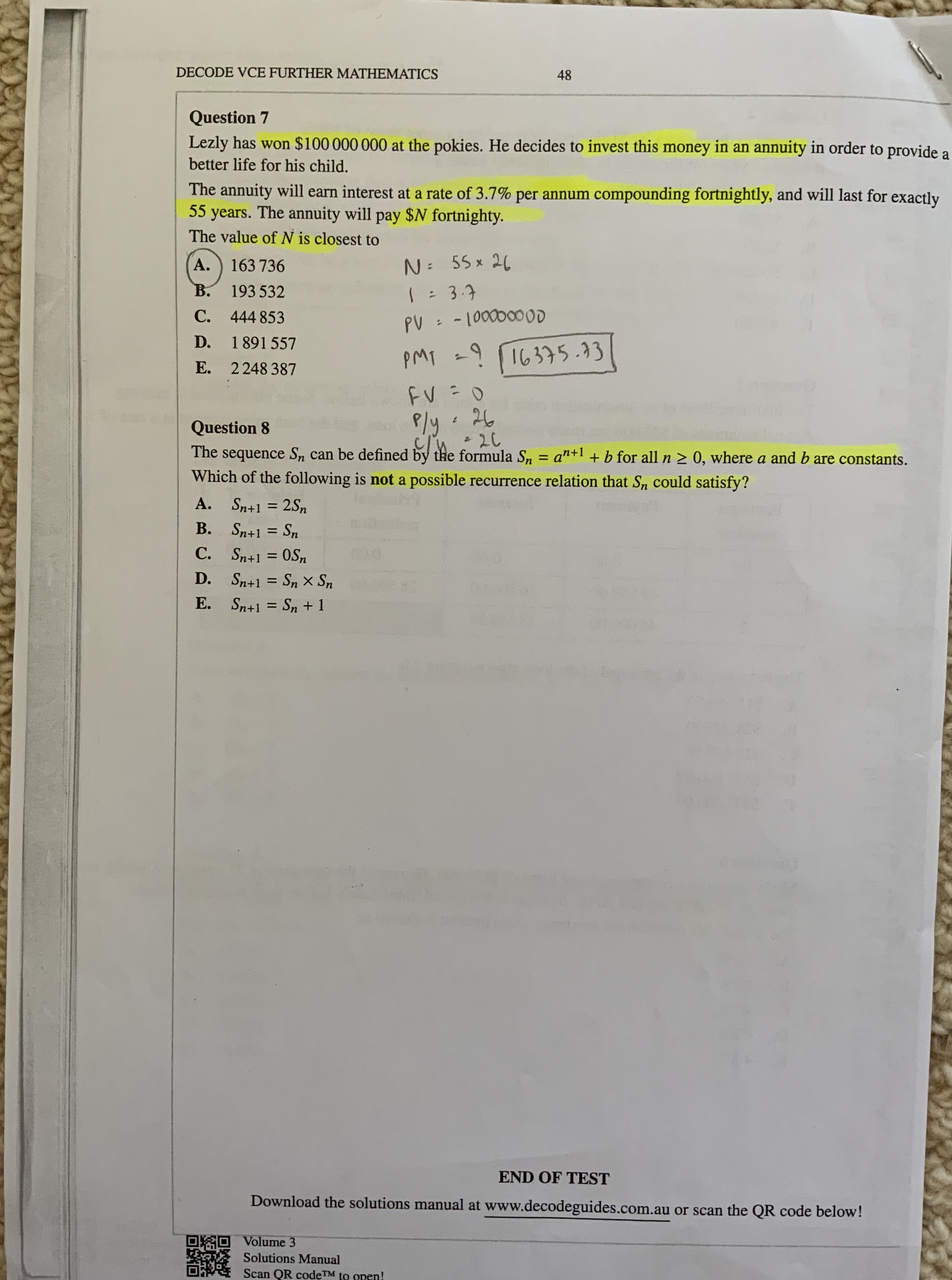 10 00 46 DECODE VCE FURTHER MATHEMATICS