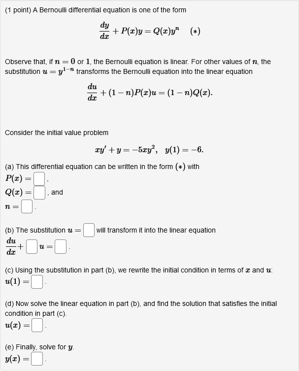 Thank you so much for help! [1 point} e Bernoulli