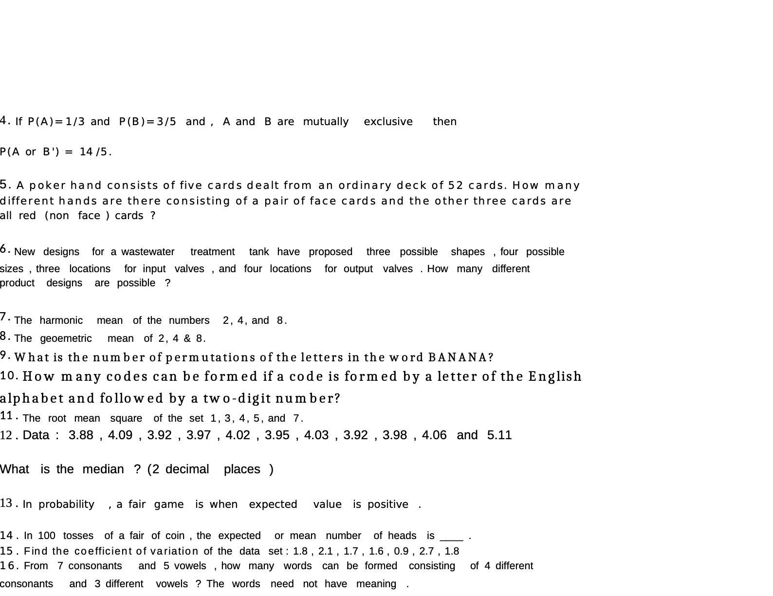4. If P(A)=1/3 and P(B)=3/5 and , A and B are