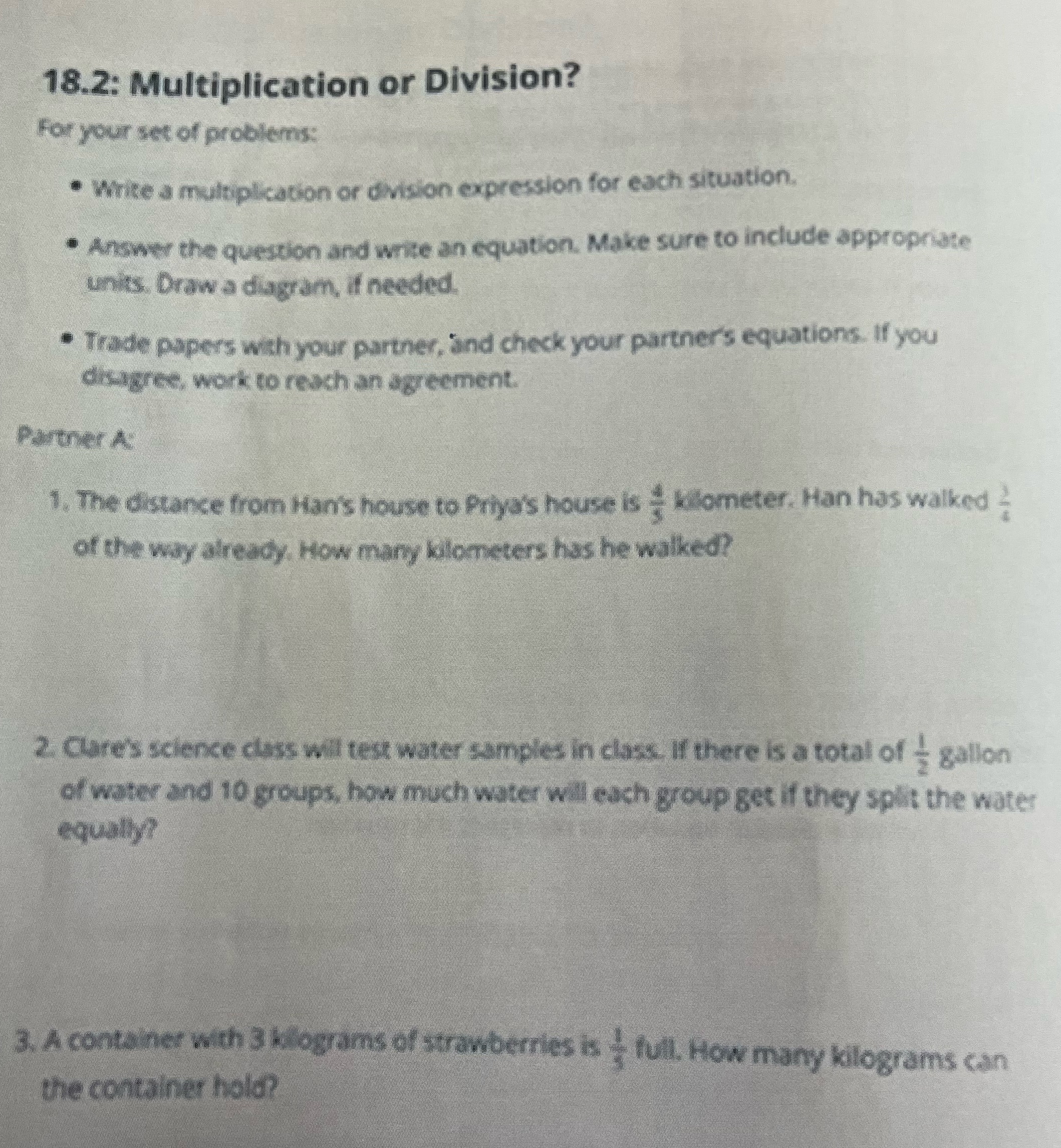 18.2: Multiplication or Division? For your set of
