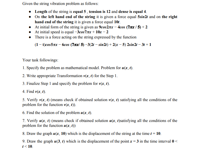 Given the string vibration problem as follows: .