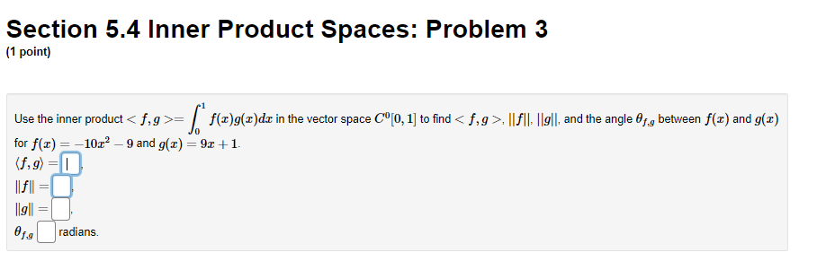 Section 5.4 Inner Product Spaces: Problem 3 (1