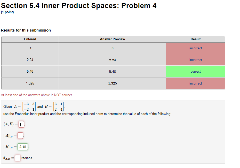 Section 5.4 Inner Product Spaces: Problem 3 (1