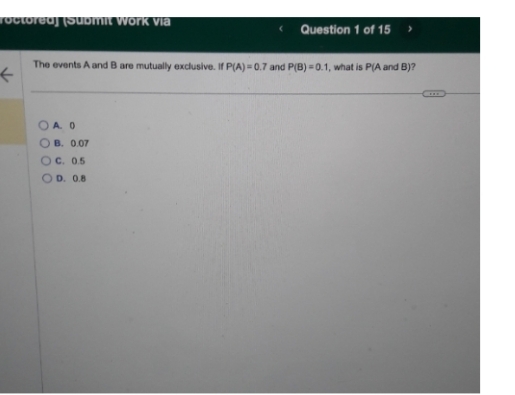 answer Octoreg] Submit Work via Question 1 of 15