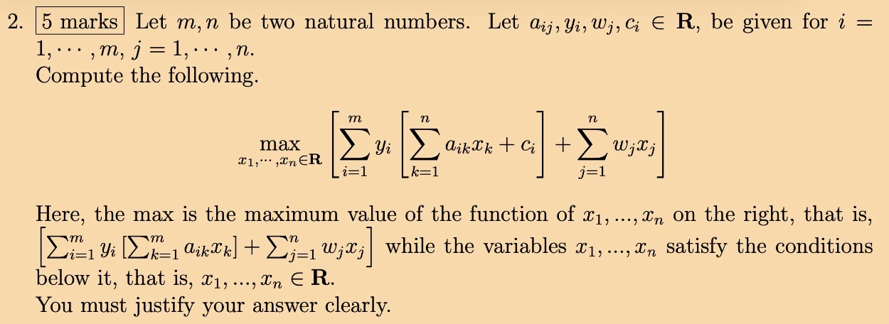 2. 5 marks Let m, n be two natural numbers. Let