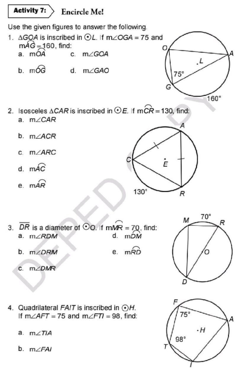 Activity 7: Encircle Me! Use the given figures to