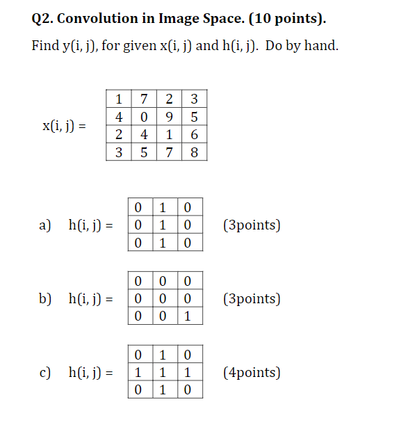 Q2. Convolution in Image Space. (10 points). Find