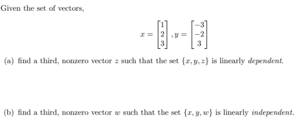Elementary Linear Algebra Given the set of