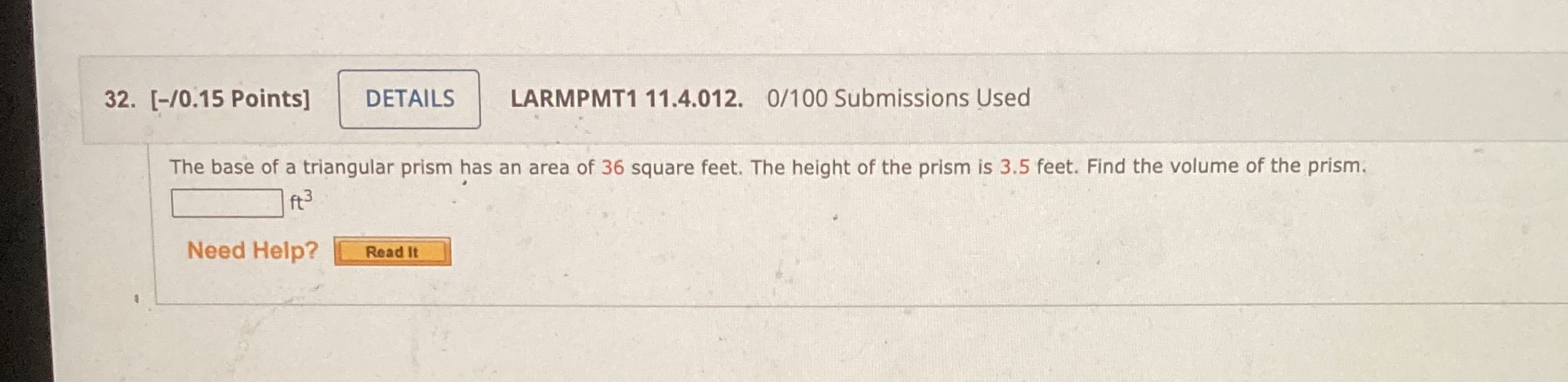 32. [-/0.15 Points] DETAILS LARMPMT1 11.4.012.