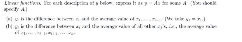 Linear functions. For each description of y